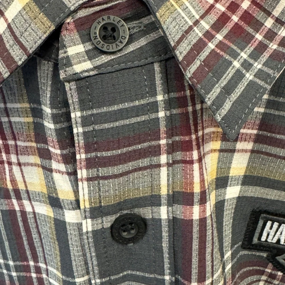 Harley Davidson Men's Plaid Button Down Shirt Embroidered Logo 96620-23VM Large